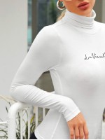 Turtle Neck Letter Graphic Top