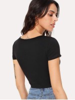 Cut Out Front Solid Crop Tee