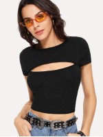 Cut Out Front Solid Crop Tee