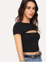 Cut Out Front Solid Crop Tee