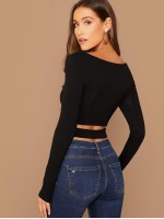 Crisscross Cutout Long Sleeve Top