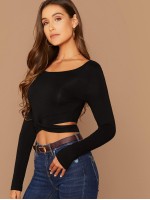 Crisscross Cutout Long Sleeve Top