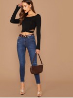 Crisscross Cutout Long Sleeve Top