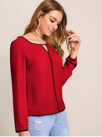 Contrast Binding Peekaboo Top