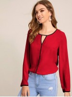 Contrast Binding Peekaboo Top