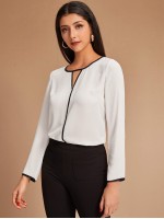 Contrast Binding Peekaboo Top