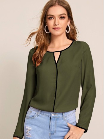 Contrast Binding Peekaboo Top