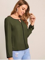 Contrast Binding Peekaboo Top