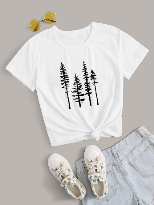 Plants Print Short Sleeve Tee