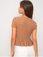 Tie Front Peplum Top