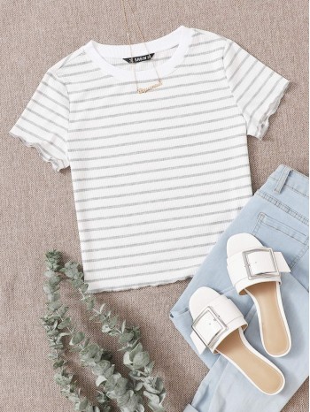 Lettuce Trim Striped Tee