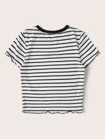 Lettuce Edge Striped Rib-knit Tee