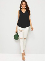 V-neck High-low Hem Swing Top