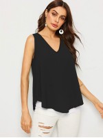 V-neck High-low Hem Swing Top