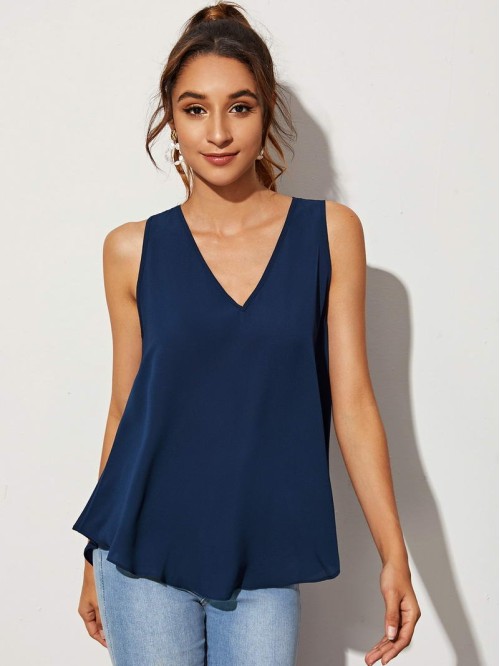 V-neck Solid Top