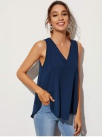 V-neck Solid Top