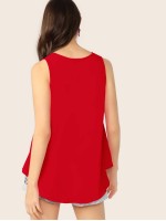 V-neck High-low Hem Swing Top