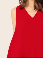 V-neck High-low Hem Swing Top