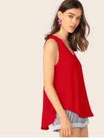 V-neck High-low Hem Swing Top