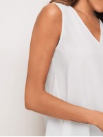 V-neck Curved Hem Flowy Top