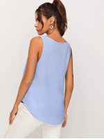 V-neck Curved Hem Flowy Top