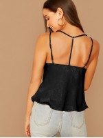 Double Strappy Draped Neck Satin Top