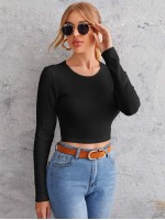 Tie Back Rib-knit Crop Tee