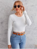 Tie Back Rib-knit Crop Top