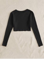 Lettuce Edge Rib-knit Tee