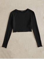 Lettuce Edge Rib-knit Tee