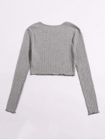 Lettuce Hem Rib-knit Crop Tee