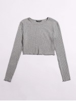 Lettuce Hem Rib-knit Crop Tee