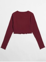 Lettuce Edge Rib-knit Crop Top