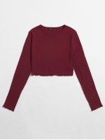 Lettuce Edge Rib-knit Crop Top