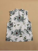 Frill Trim Sleeveless Floral Top