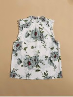 Frill Trim Sleeveless Floral Top