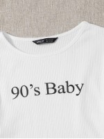 Ribbed 90s Baby Graphic Cropped Tee