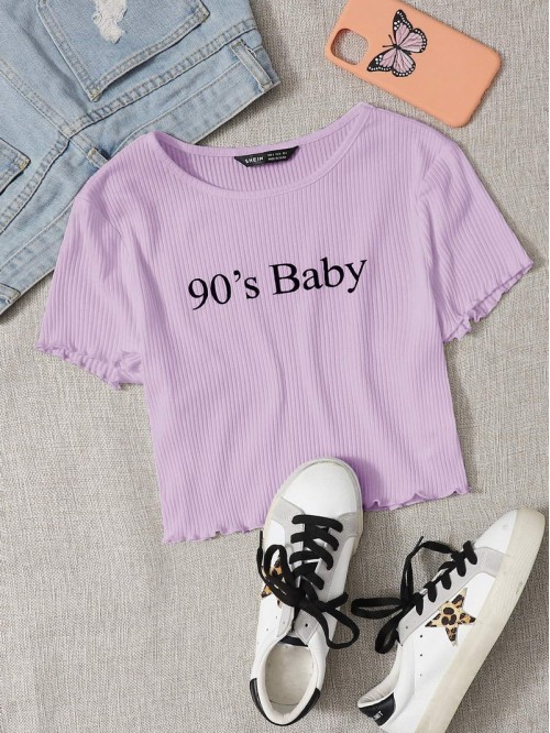 Ribbed 90s Baby Graphic Cropped Tee