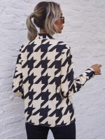 Tie Neck Houndstooth Top