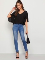 Split Sleeve Solid Top