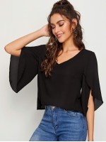 Split Sleeve Solid Top