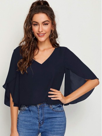 Solid Petal Sleeve Top