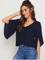 Solid Petal Sleeve Top