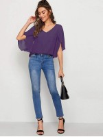 Solid Split Sleeve Top