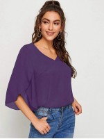 Solid Split Sleeve Top