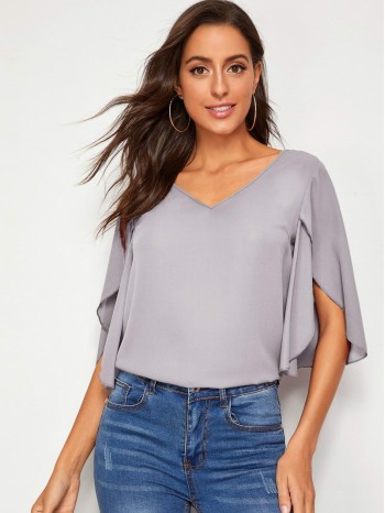 V-neck Cloak Sleeve Top