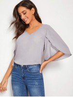 V-neck Cloak Sleeve Top