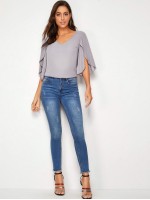 V-neck Cloak Sleeve Top