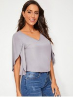 V-neck Cloak Sleeve Top