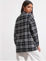 Drop Shoulder Tartan Blouse